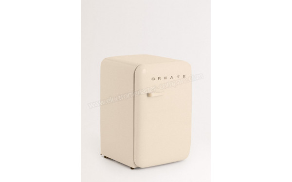 CREATE Retro Fridge 107L Sable Blanc Cass&eacute; - Vue 3/4 gauche