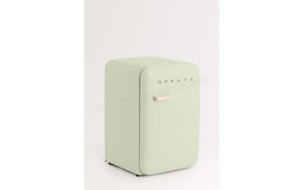 CREATE Retro Fridge 107L Sable Vert Pastel - Vue 3/4 gauche