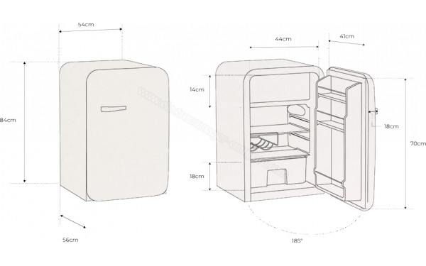 CREATE Retro Fridge 107L Sable - Dimensions