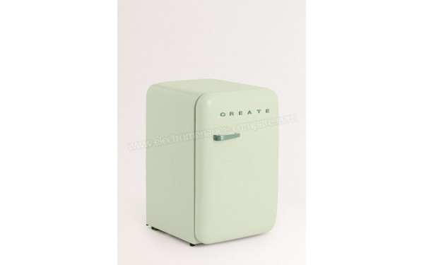 CREATE Retro Fridge 107L Vert Sauge Vert Pastel - Vue 3/4 gauche