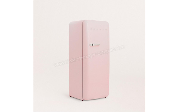 CREATE Retro Fridge 281L Argent Rose Pastel - Vue 3/4 gauche