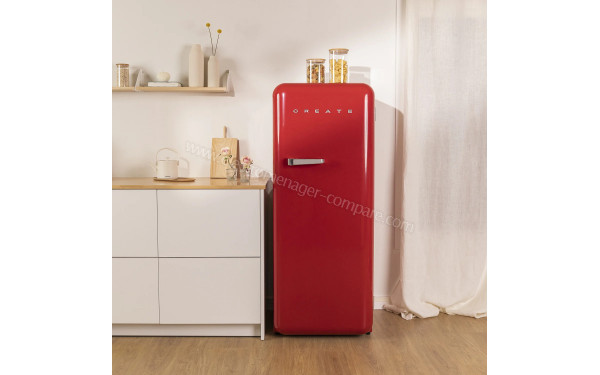 CREATE Retro Fridge 281L Argent Rouge - Mise en situation