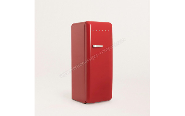 CREATE Retro Fridge 281L Argent Rouge - Vue 3/4 gauche