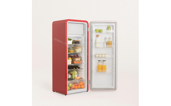 CREATE Retro Fridge 281L Argent Rouge - Vue 3/4 gauche