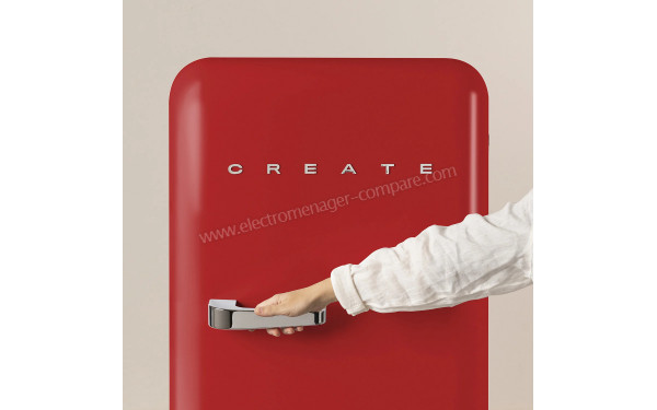 CREATE Retro Fridge 281L Argent Rouge - Vue de face