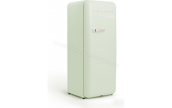 CREATE Retro Fridge 281L Argent Vert Pastel - Vue 3/4 gauche