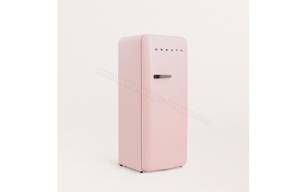 CREATE Retro Fridge 281L Black Rose Pastel - Vue 3/4 gauche