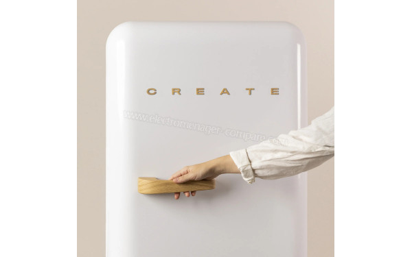 CREATE Retro Fridge 281L Bois Blanc - Vue de face