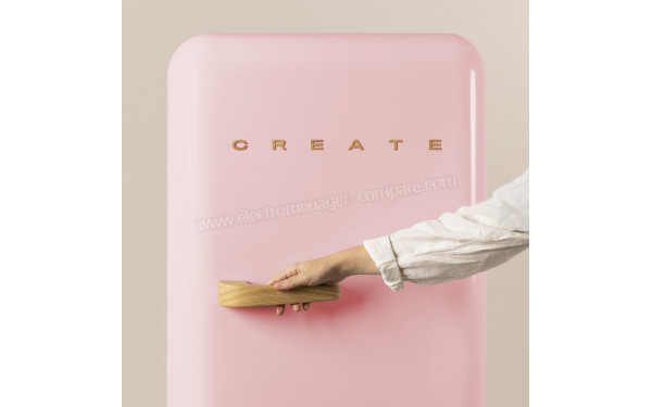 CREATE Retro Fridge 281L Bois Rose Pastel - Vue de face