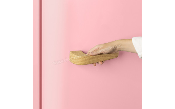 CREATE Retro Fridge 281L Bois Rose Pastel - Poign&eacute;e Bois