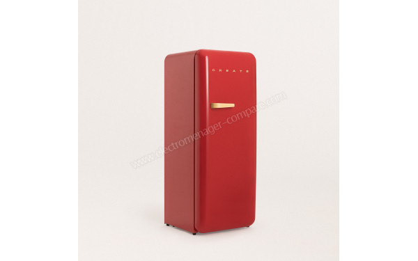 CREATE Retro Fridge 281L Bois Rouge - Vue 3/4 gauche