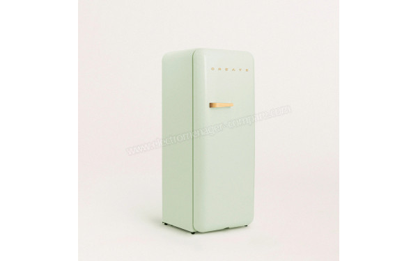 CREATE Retro Fridge 281L Bois Vert Pastel - Vue 3/4 gauche