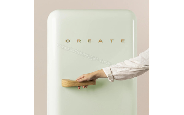 CREATE Retro Fridge 281L Bois Vert Pastel - Vue de face