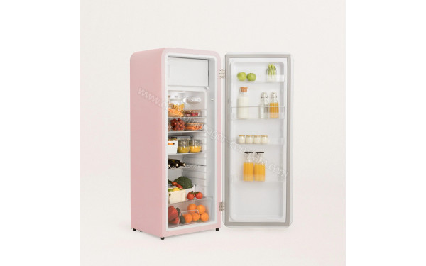 CREATE Retro Fridge 281L Marbre Rose Pastel - Vue de l'int&eacute;rieur