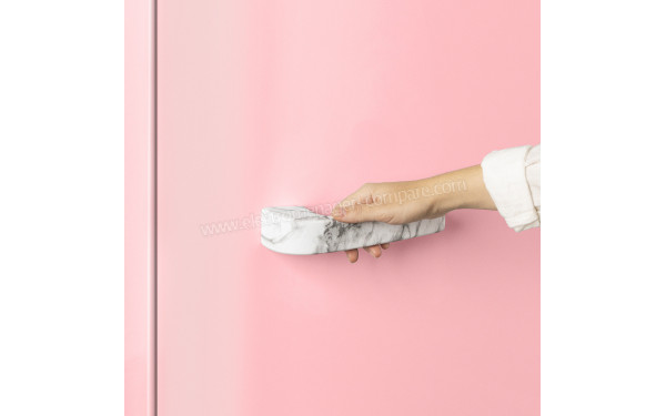 CREATE Retro Fridge 281L Marbre Rose Pastel - Poign&eacute;e couleur marbre