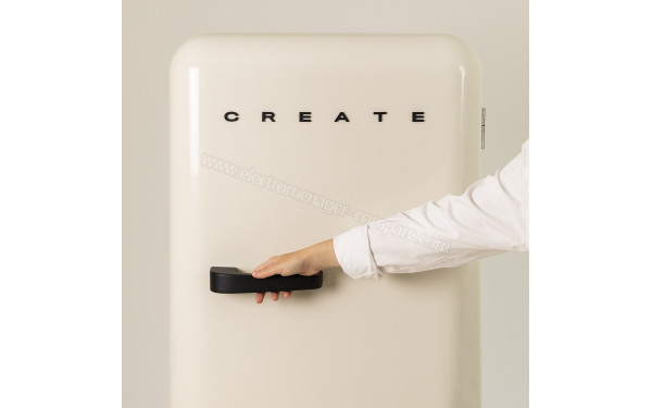 CREATE Retro Fridge 281L Black Beige - Poign&eacute;e et logo Noir
