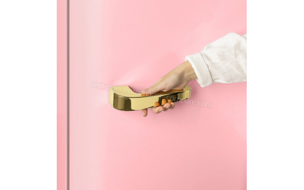 CREATE Retro Fridge 281L Or Rose Pastel - Poign&eacute;e Or