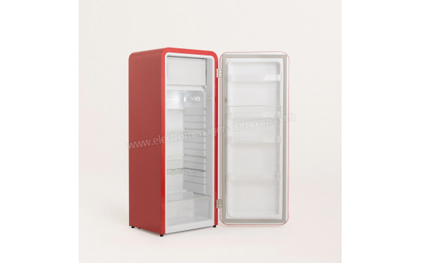 CREATE Retro Fridge 281L Or Rouge - Vue de l'int&eacute;rieur