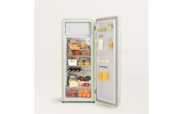 CREATE Retro Fridge 281L Or Vert Pastel - Vue de l'int&eacute;rieur