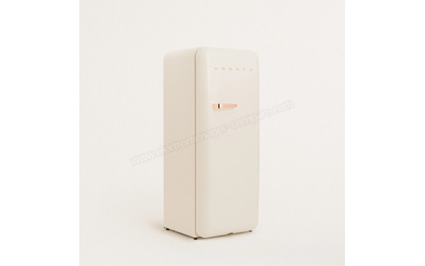 CREATE Retro Fridge 281L Rose Gold Beige - Vue 3/4 gauche