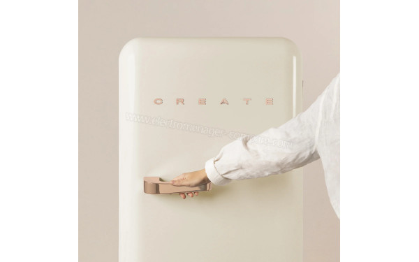 CREATE Retro Fridge 281L Rose Gold Beige - Vue de face
