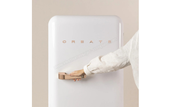 CREATE Retro Fridge 281L Rose Gold Blanc - Vue de face