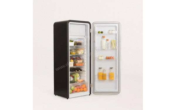CREATE Retro Fridge 281L Rose Gold Noir - Vue de l'int&eacute;rieur
