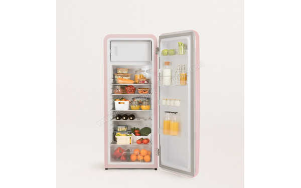 CREATE Retro Fridge 281L Rose Gold Rose Pastel - Vue de l'int&eacute;rieur