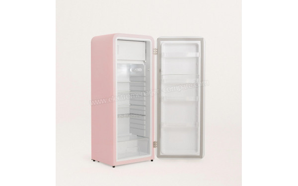 CREATE Retro Fridge 281L Rose Gold Rose Pastel - Vue de l'int&eacute;rieur