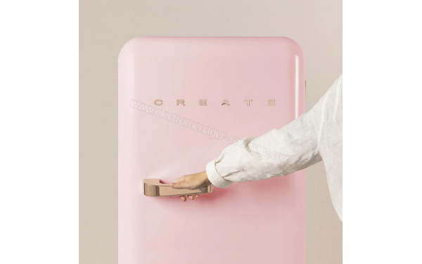 CREATE Retro Fridge 281L Rose Gold Rose Pastel - Vue de face