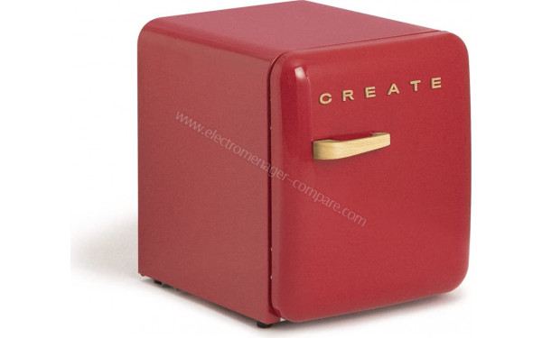 CREATE Retro Fridge 48L Bois Rouge - Vue 3/4 gauche