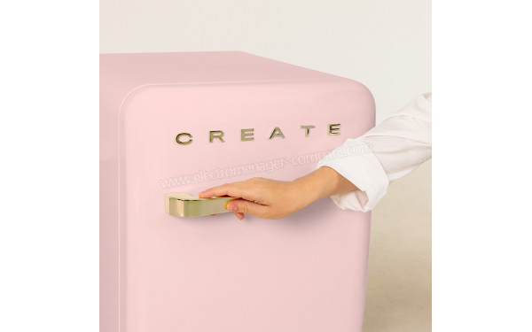 CREATE Retro Fridge 48L Or Rose - Zoom sur la poign&eacute;e