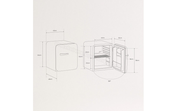 CREATE Retro Fridge 48L Or Rose - Dimensions