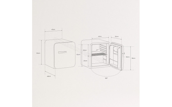 CREATE Retro Fridge 48L Rose Gold Rose - Dimensions