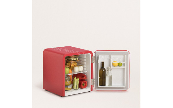 CREATE Retro Fridge 48L Argent Rouge - Vue de l'int&eacute;rieur
