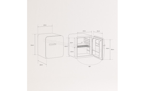 CREATE Retro Fridge 48L Black Noir - Dimensions