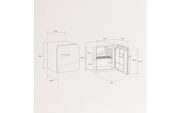 CREATE Retro Fridge 48L Bois Noir - Dimensions