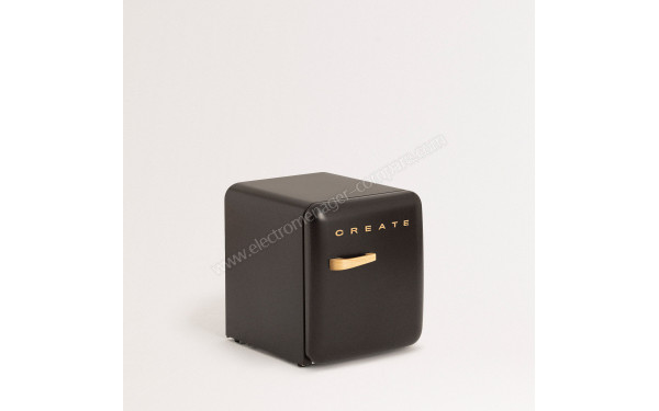 CREATE Retro Fridge 48L Bois Noir - Vue 3/4 gauche