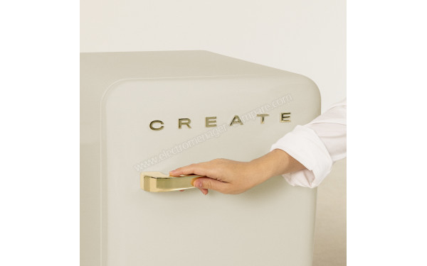 CREATE Retro Fridge 48L Or Beige - Zoom sur la poign&eacute;e