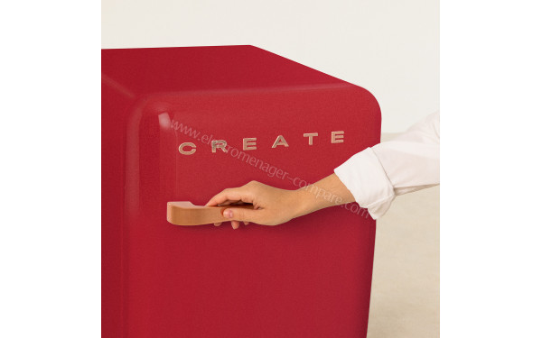 CREATE Retro Fridge 48L Rose Gold Rouge - Zoom sur la poign&eacute;e