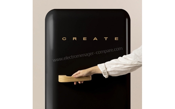 CREATE Retro Fridge 281L Bois Noir - Vue de face
