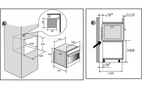 DE DIETRICH DKC4536W - Dimensions