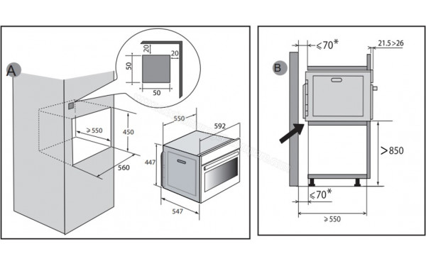DE DIETRICH DKC4756B - Dimensions (cr&eacute;dit : Boulanger)