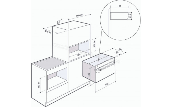DE DIETRICH DKP4531H - Dimensions