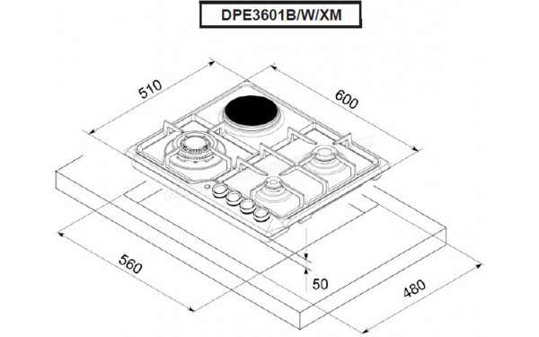 DE DIETRICH DPE3601WM - Dimensions