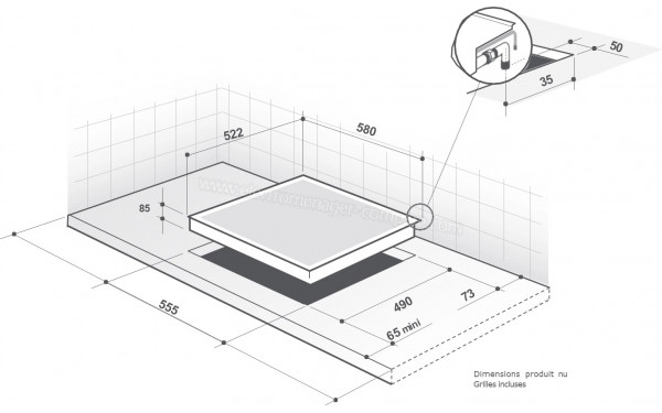 DE DIETRICH DPE4610W - Dimensions (cr&eacute;dit : Boulanger)