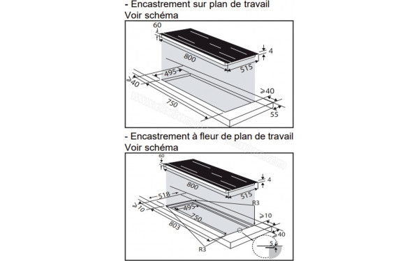 DE DIETRICH DPH4840BT - Dimensions (cr&eacute;dit : Boulanger)