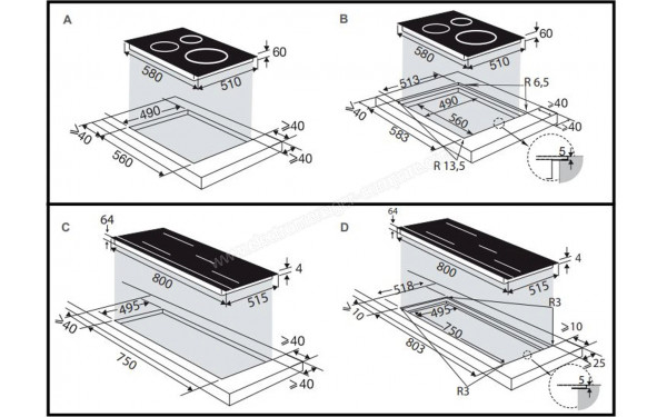 DE DIETRICH DPI3673X - Dimensions