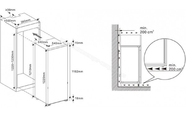 DE DIETRICH DRS1224ES - Dimensions