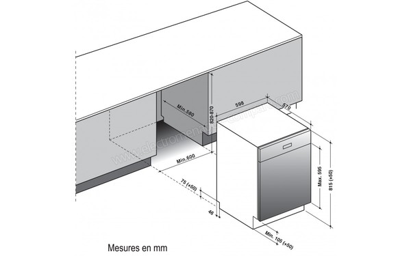 DE DIETRICH DVH15423X - Sch&eacute;ma d'encastrement